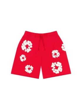 Cotton Wreath-Sweatshorts mit Kranzmotiv, rot