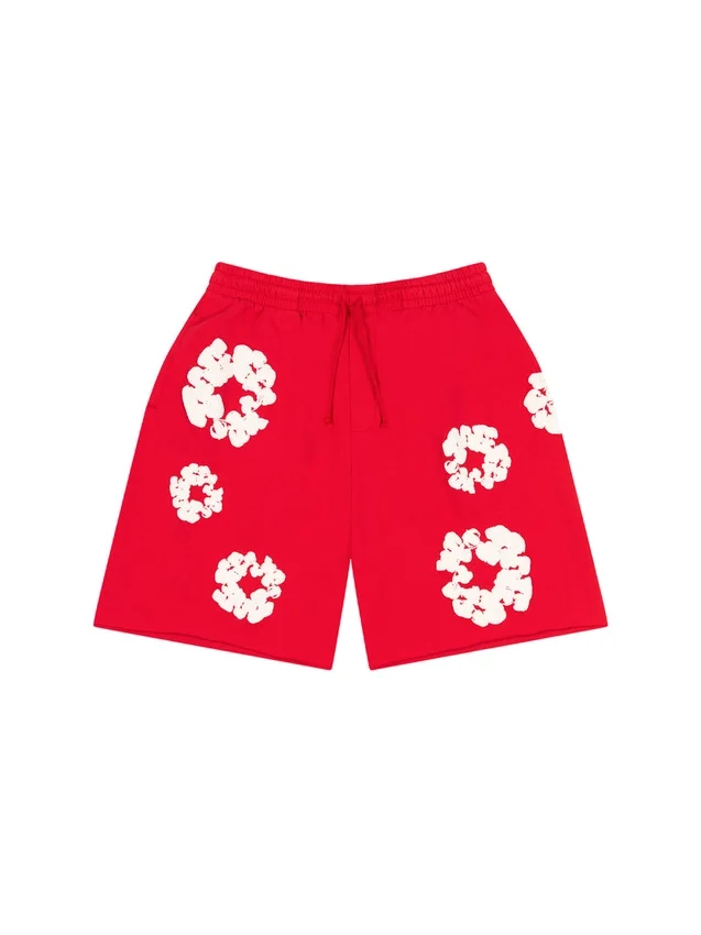 Cotton Wreath-Sweatshorts mit Kranzmotiv, rot