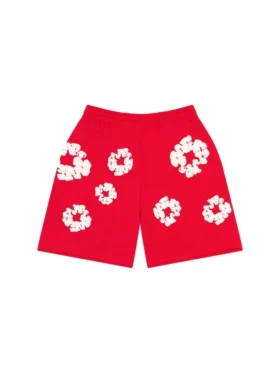 Cotton Wreath-Sweatshorts mit Kranzmotiv, rot