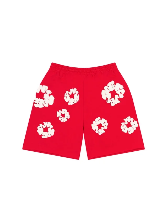 Cotton Wreath-Sweatshorts mit Kranzmotiv, rot