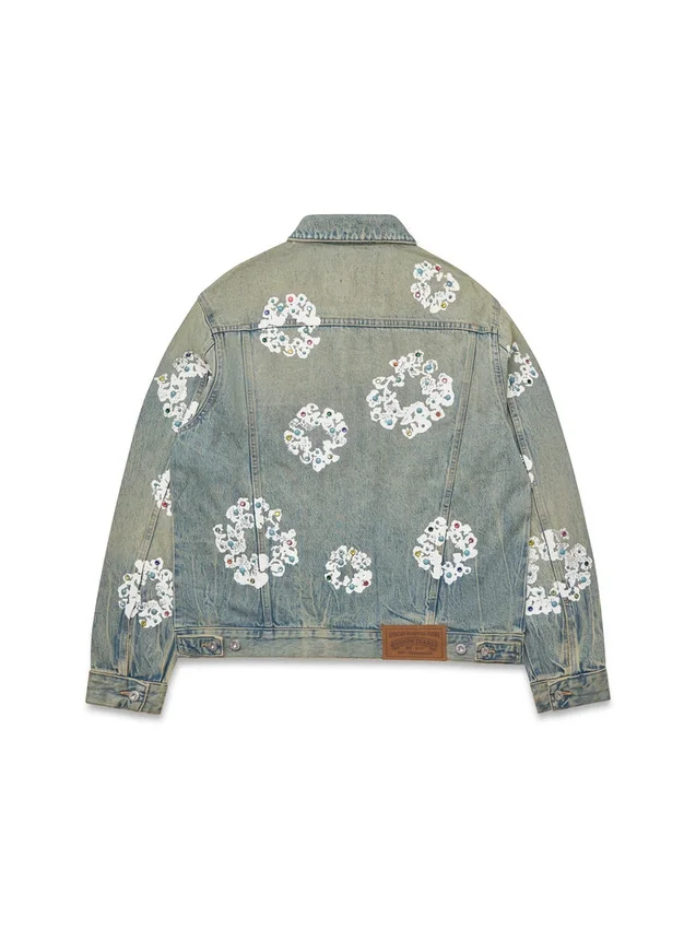 Denim-Jacke mit Nieten und Cotton Wreath, Dirty-Wash