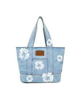 Denim-Shopper „Cotton Wreath“ in heller Waschung