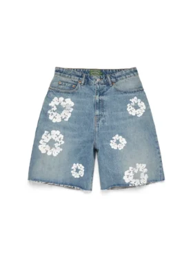 Denim-Shorts „Cotton Wreath“ in heller Waschung