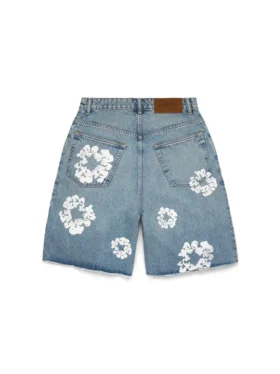 Denim-Shorts „Cotton Wreath“ in heller Waschung