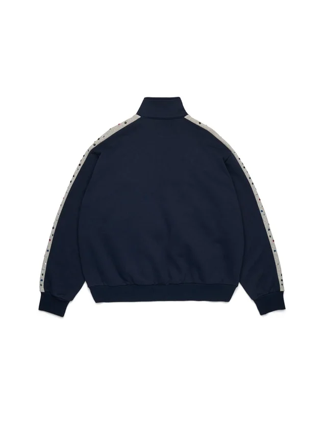 Denim U Fleece-Trainingsjacke mit Strasssteinen, Marineblau