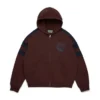 Denim U Hoodie mit Einsätzen und Reißverschluss, braun