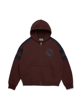 Denim U Hoodie mit Einsätzen und Reißverschluss, braun
