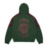 Denim U Hoodie mit Einsätzen und Reißverschluss, grün