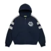 Denim U Hoodie mit Einsätzen und Reißverschluss, marineblau