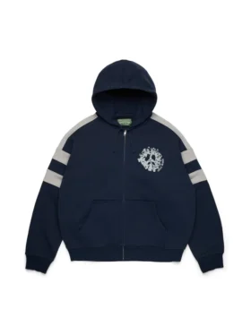 Denim U Hoodie mit Einsätzen und Reißverschluss, marineblau