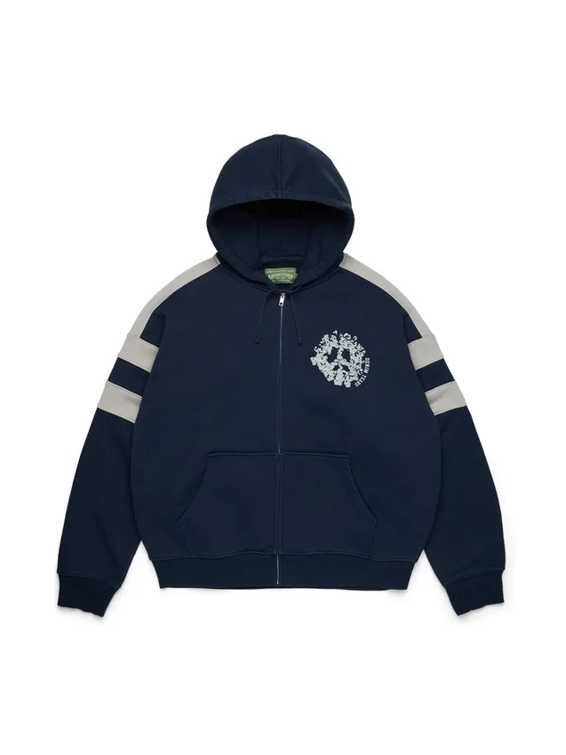 Denim U Hoodie mit Einsätzen und Reißverschluss, marineblau