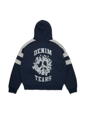 Denim U Hoodie mit Einsätzen und Reißverschluss, marineblau