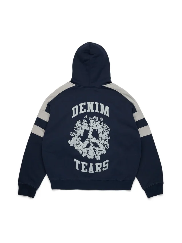 Denim U Hoodie mit Einsätzen und Reißverschluss, marineblau