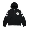 Denim U Hoodie mit Einsätzen und Reißverschluss, schwarz