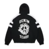 Denim U Hoodie mit Einsätzen und Reißverschluss, schwarz