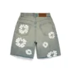 Dirty Wash Cotton Wreath Denim Shorts