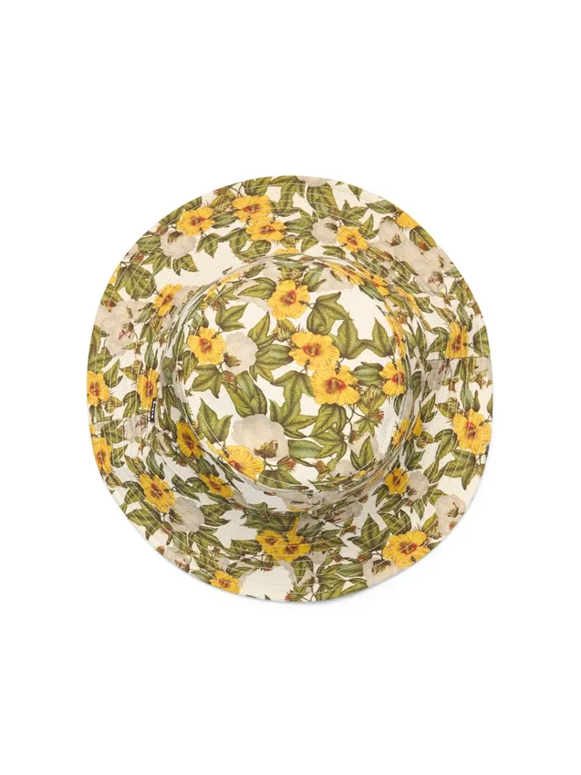 DT-Bucket-Hat aus Canvas mit Blumenmuster, mehrfarbig