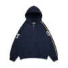 DT Chenille-Patch-Kapuzenpullover mit Reißverschluss, blau