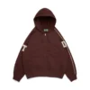 DT Chenille-Patch-Kapuzenpullover mit Reißverschluss, braun