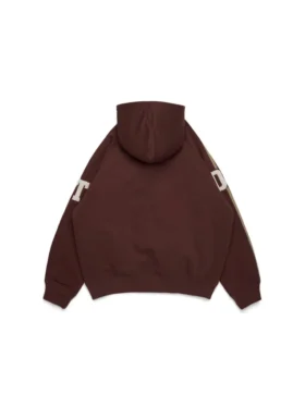 DT Chenille-Patch-Kapuzenpullover mit Reißverschluss, braun