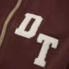 DT Chenille-Patch-Kapuzenpullover mit Reißverschluss, braun
