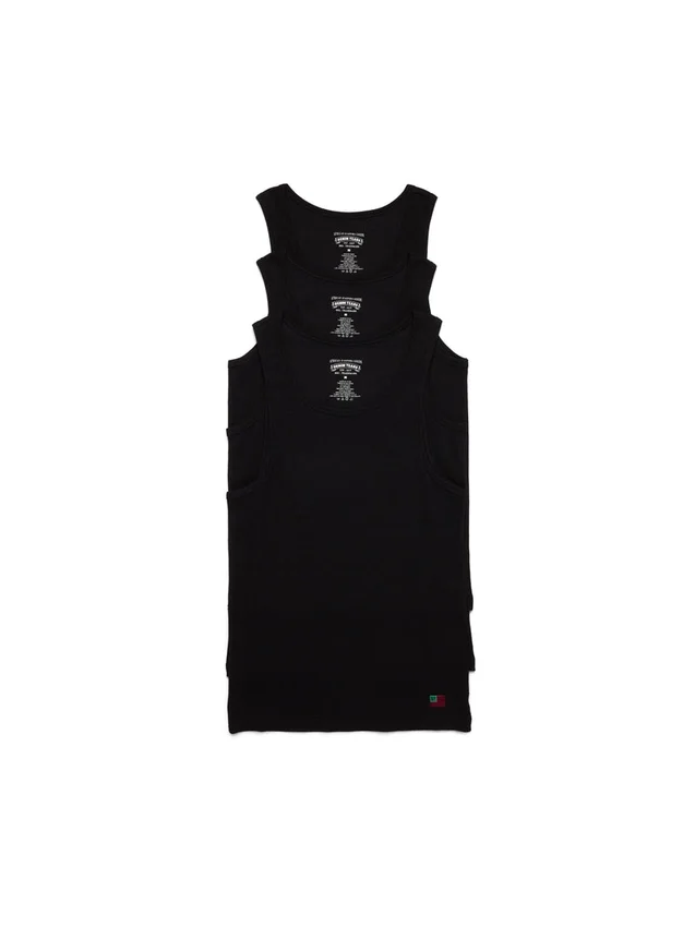 DT Flag 3er-Pack geripptes Tanktop, schwarz