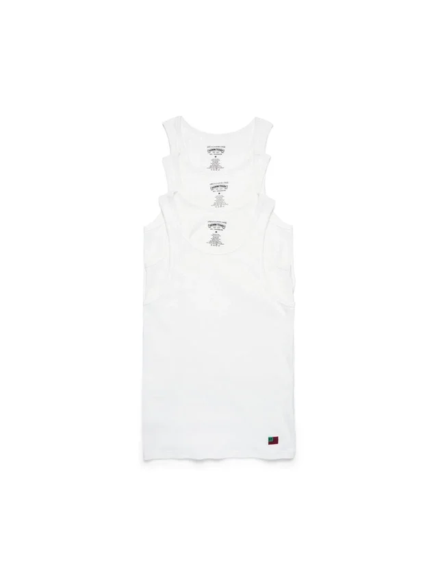 DT Flag 3er-Pack geripptes Tanktop, weiß
