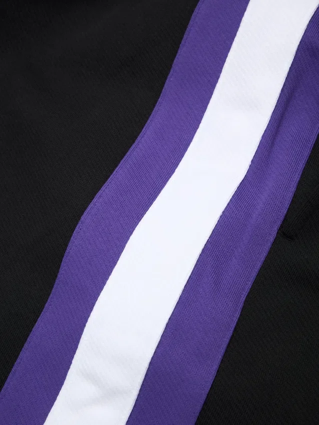 DT Stripe Sweathose mit offenem Saum, schwarz