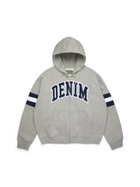 DT Stripe Zip Hoodie Grau