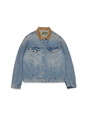 Flag Denim-Jacke, helle Waschung