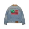 Flag Denim-Jacke, helle Waschung