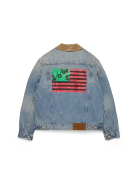 Flag Denim-Jacke, helle Waschung