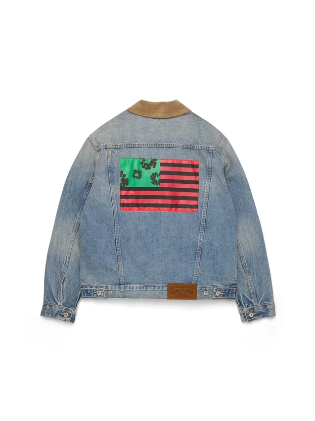 Flag Denim-Jacke, helle Waschung