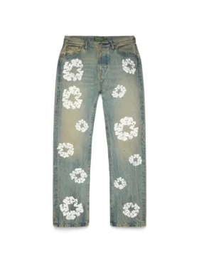 Gerade „Cotton Wreath“-Denim-Jeanshose in „Dirty Wash“