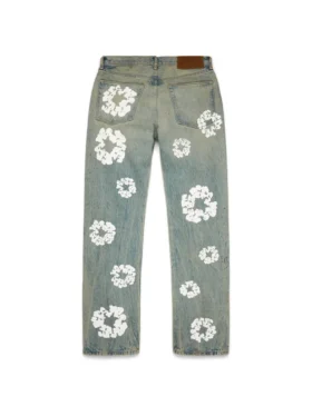 Gerade „Cotton Wreath“-Denim-Jeanshose in „Dirty Wash“