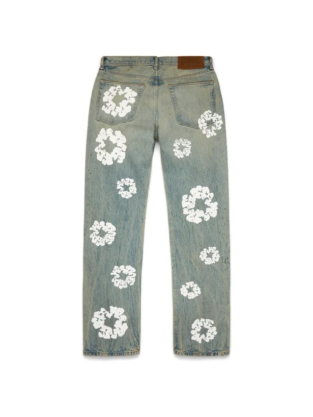 Gerade „Cotton Wreath“-Denim-Jeanshose in „Dirty Wash“