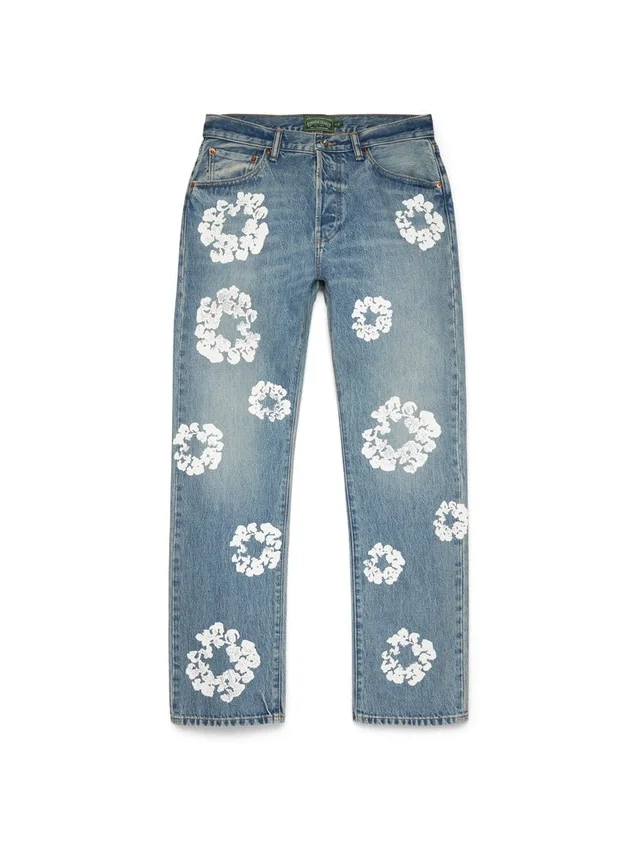 Gerade geschnittene Denim-Jeans „Cotton Wreath“ in heller Waschung