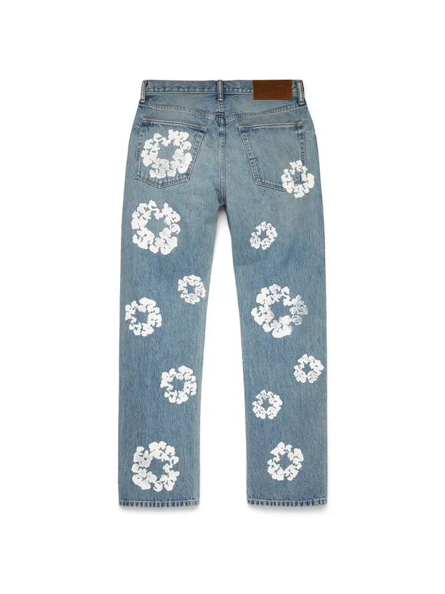 Gerade geschnittene Denim-Jeans „Cotton Wreath“ in heller Waschung