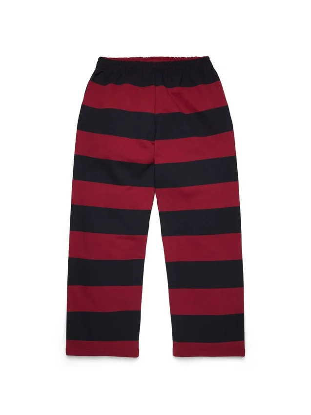 Gestreifte Sweathose mit Wappen und offenem Saum, rot/marineblau