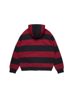 Gestreifter Zip-Hoodie mit Wappen Rot/Marineblau