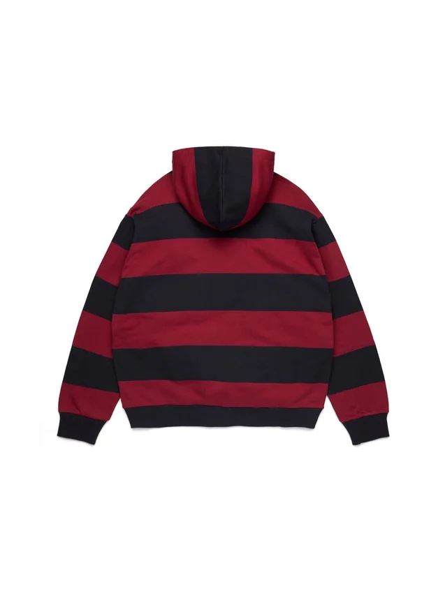 Gestreifter Zip-Hoodie mit Wappen Rot/Marineblau