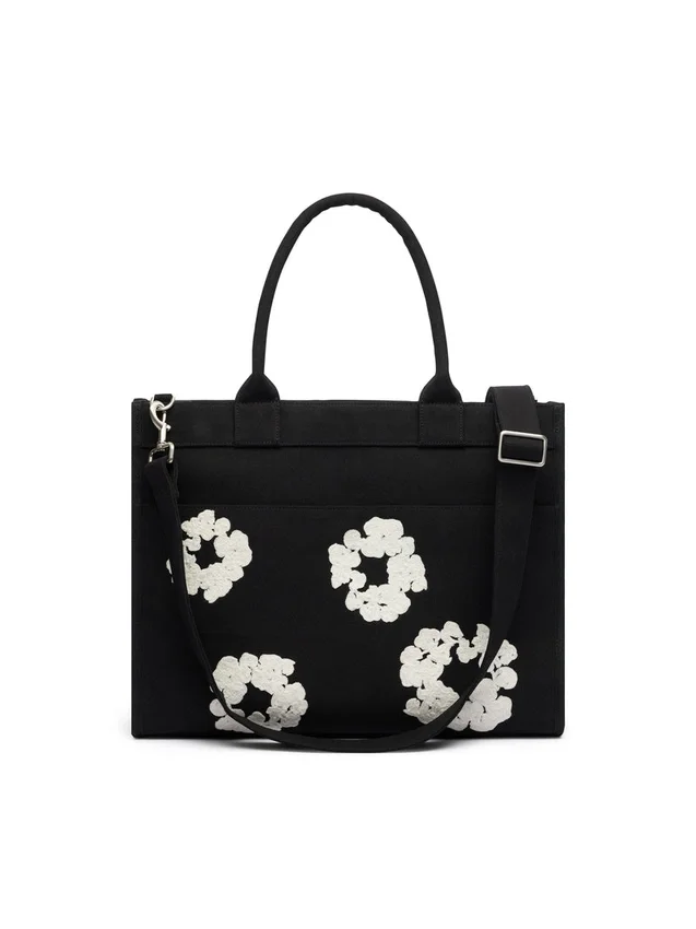 Große Baumwoll-Canvas-Tasche mit „Cotton Wreath“-Motiv