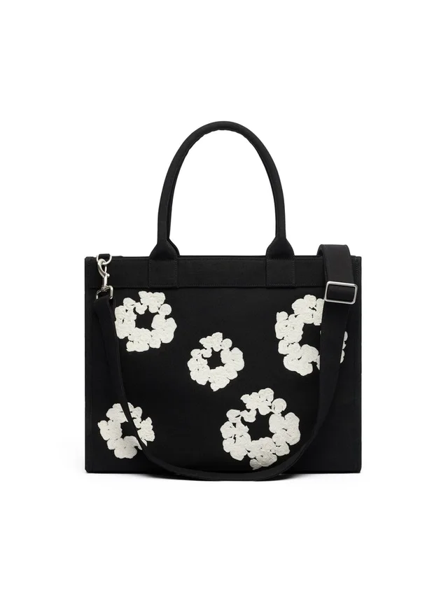 Große Baumwoll-Canvas-Tasche mit „Cotton Wreath“-Motiv
