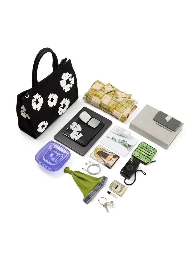Große Baumwoll-Canvas-Tasche mit „Cotton Wreath“-Motiv