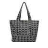 Jacquard-Denim-Shopper mit Kranzmotiv, dunkle Waschung