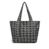 Jacquard-Denim-Shopper mit Kranzmotiv, dunkle Waschung