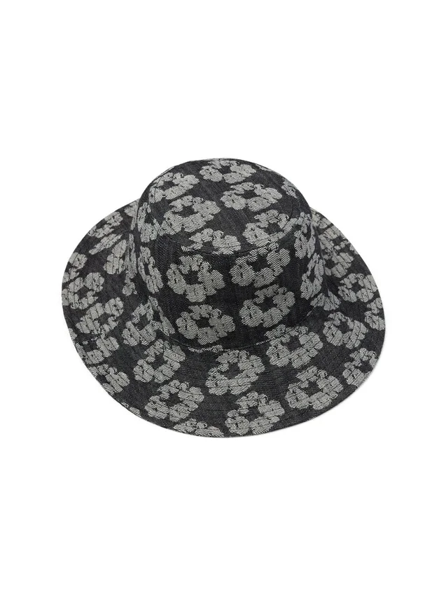 Jacquard-Wreath-Bucket-Hat, gewaschen, schwarz