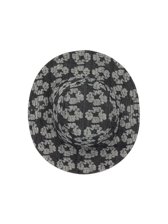 Jacquard-Wreath-Bucket-Hat, gewaschen, schwarz