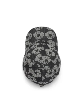 Jacquard Wreath Denim-Kappe, Washed Black