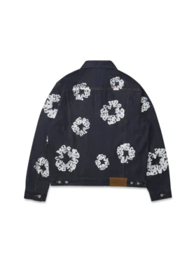 Jeansjacke mit Nieten und Cotton Wreath-Motiv, Selvedge